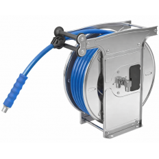 Zwijadło autom. Faicom ze stali nierdz serii "AX" z niebieskim wężem termoplastycznym 13x20 (1/2") dł. 20 m - wlot 1/2" męski - wylot 1/2" męski; medium: woda < 70°C; ciśnienie: 40 bar