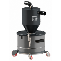 ESM.SEP-0120 - wysokowydajny mobilny preseparator, 20 l, ze zbiornikiem i cyklonem ze stali nierdzewnej, 50/50, RAL7011C