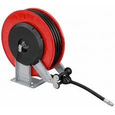 ATEX hose reel without hose. Capacity: 8 m 27 mm OD hose - In. 1" F - Out. o 19 mm - stainless steel shaft and
swivel