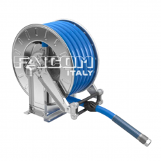 ATEX hose reel without hose. Capacity: 20 m 27 mm OD hose - In. 1" F - Out. o 19 mm - stainless steel shaft
and swivel ATEX hose reel without hose. Capacity: 20 m 27 mm OD hose - In. 1" F - Out. o 19 mm - stainless steel shaft
and swivel