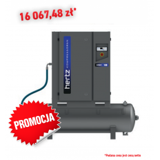 Hertz Sprężarka śrubowa HGS 7.5+Z, stałoobrotowa, napęd pasowy, moc: 7,5 kW, ciśnienie: 7,5 / 8,5 / 10 / 13 bar; zbiornik 250 l