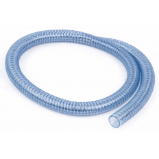 Wąż poliuretanowy ze spiralą miedzianą - wzmocniony, do zasysania cieczy i materiałów ściernych, dł. 20 m, wlot/wylot - 100 mm. Bez muf. Cena za mb.