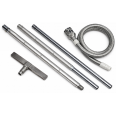 ZEST. AKCESORIÓW DO CZYSZCZENIA PIECÓW śr.50>40: 1 ściągacz do pyłów ze złączką, 2,5 m wąż ze stali nierdz. z red. 50>40, 1 przedł. 1m z osłoną, 1 przedł. 1m z część. osłoną, 1 przedł. 1m bez osłony