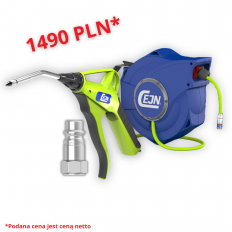 Zestaw pneumatyczny CEJN do sprężonego powietrza 16 bar – pistolet Hi-Vis 209 + zwijadło SafetyReel + szybkozłącze eSafe