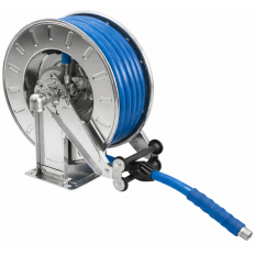 Hose reel without hose. Capacity: 10 m 35 mm OD hose, Capacity: 15 m 27 mm OD hose - In. 1" M - Out. 1" M -
stainless steel shaft & swivel